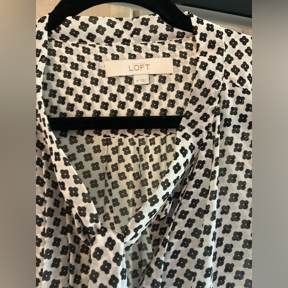 LOFT White Chiffon Tie Neck Blouse - Picture 2 of 7